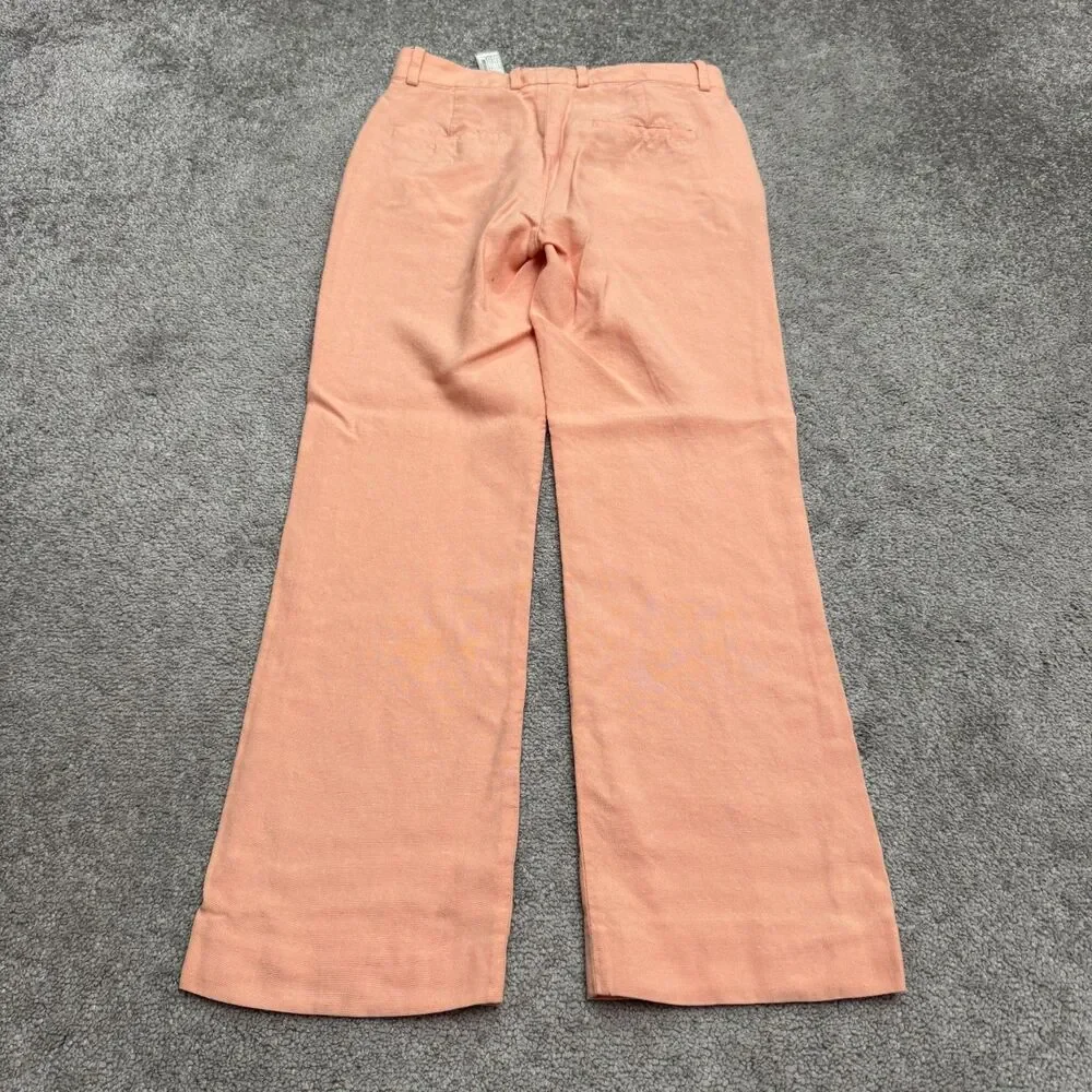 Zara Woman Linen Blend Wide Leg Chino Pants Women XS Peach Summer Lightweight
